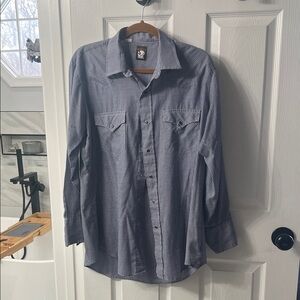 Karman Blue White Gingham Western Snap Button Shirt Men’s M/L